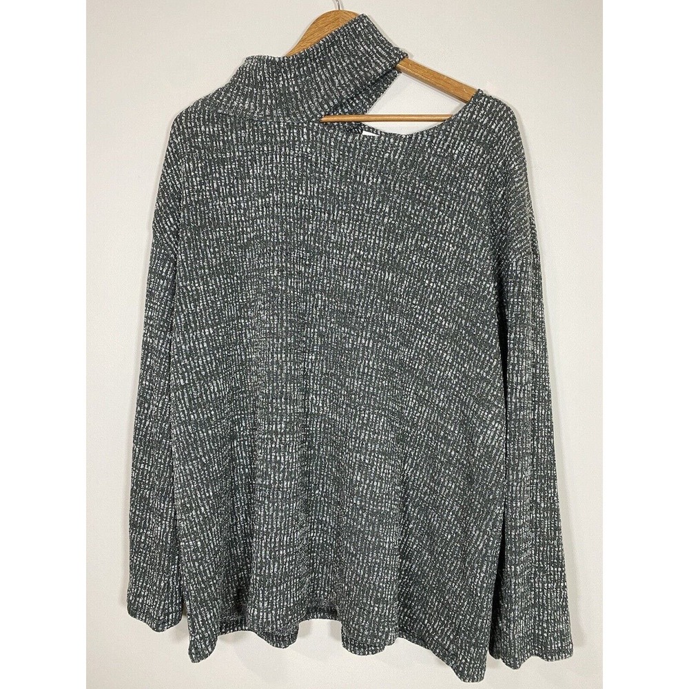 Simple by Suzanne Betro NWT Gray Ribbed Mock-Neck Single Cutout Sweater Size 3X